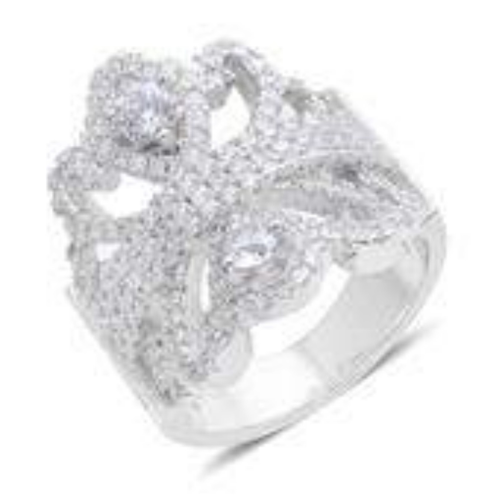 Simulated Diamond Silvertone Ring NWT!